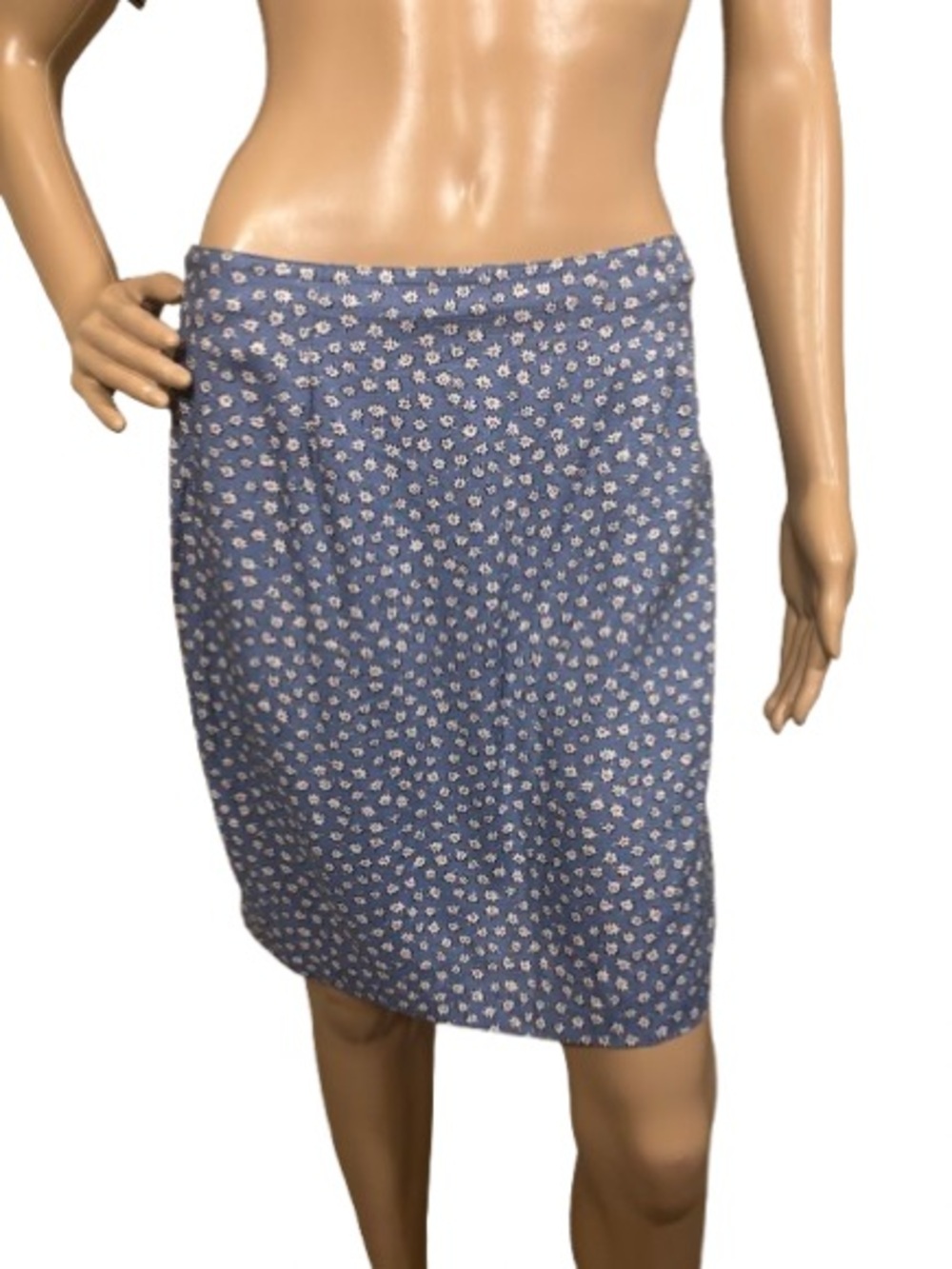 Vintage 1990s BIA Baby Blue White Floral Skirt Size S